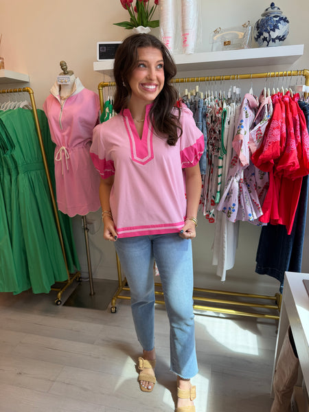 Pink Colorblock Blouse