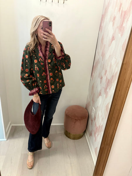 Suede Handbag Burgundy