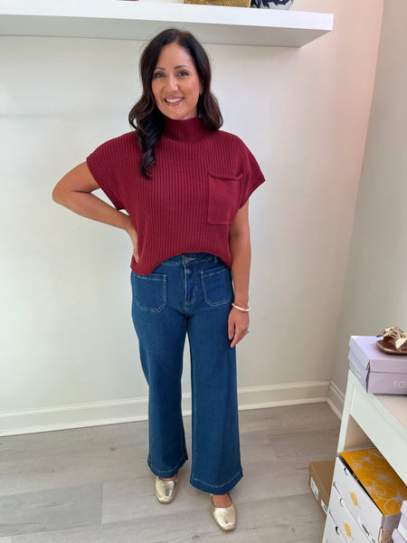 Ruby Sweater Tank - Maroon