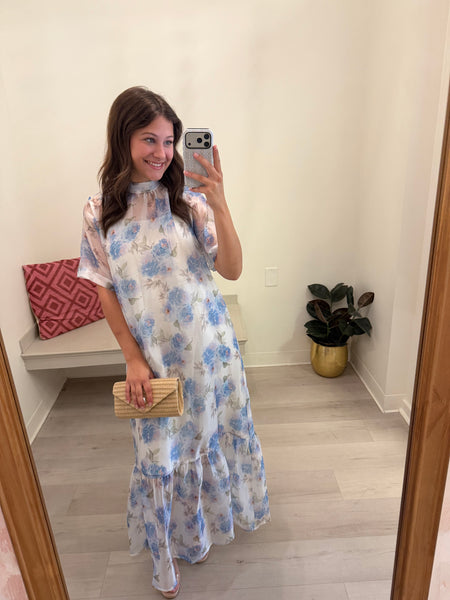 Floral Sheer SS Midi Dress