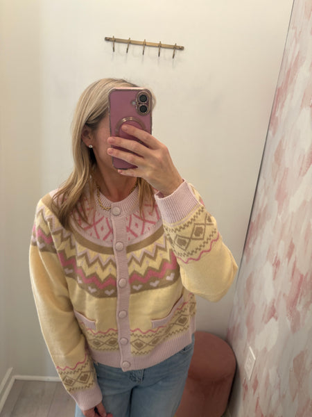 Emme Button Up Cardigan Lt Pink