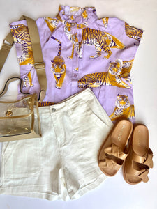 Tiger Poplin Blouse Lilac