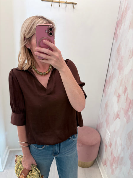 Thailes Bubble Hem Blouse Brwn