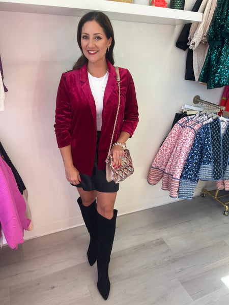 Cherry Velvet Blazer