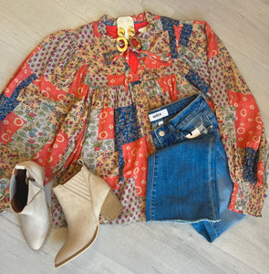 Fall Patchwork Blouse