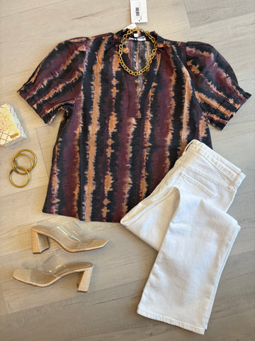 Aria Dyed Split Neck Blouse