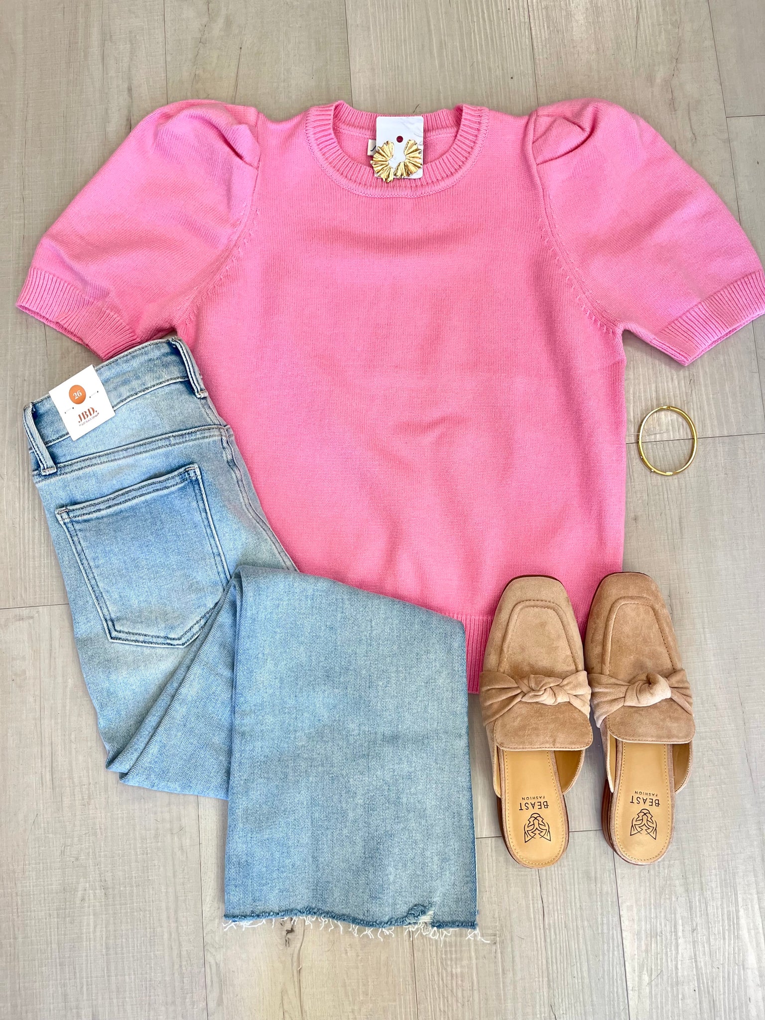 Sweetheart SS Sweater Pink