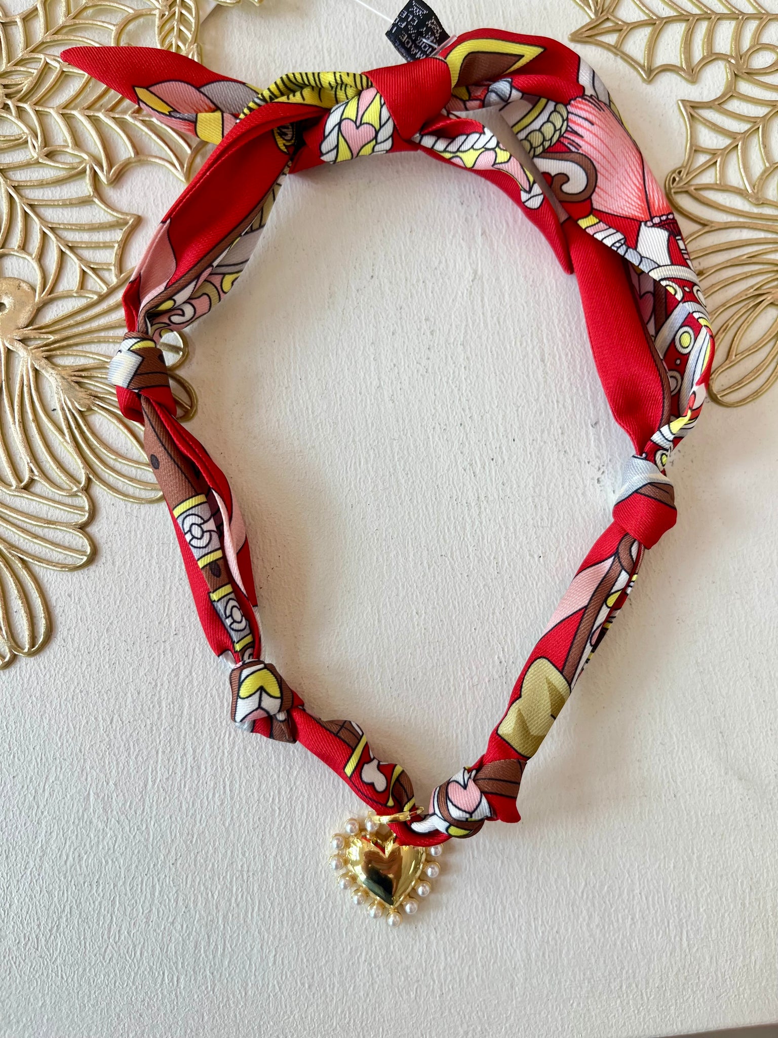 Pearl Heart Scarf Necklace