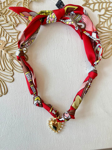 Pearl Heart Scarf Necklace