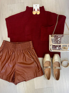 Ruby Sweater Tank - Maroon