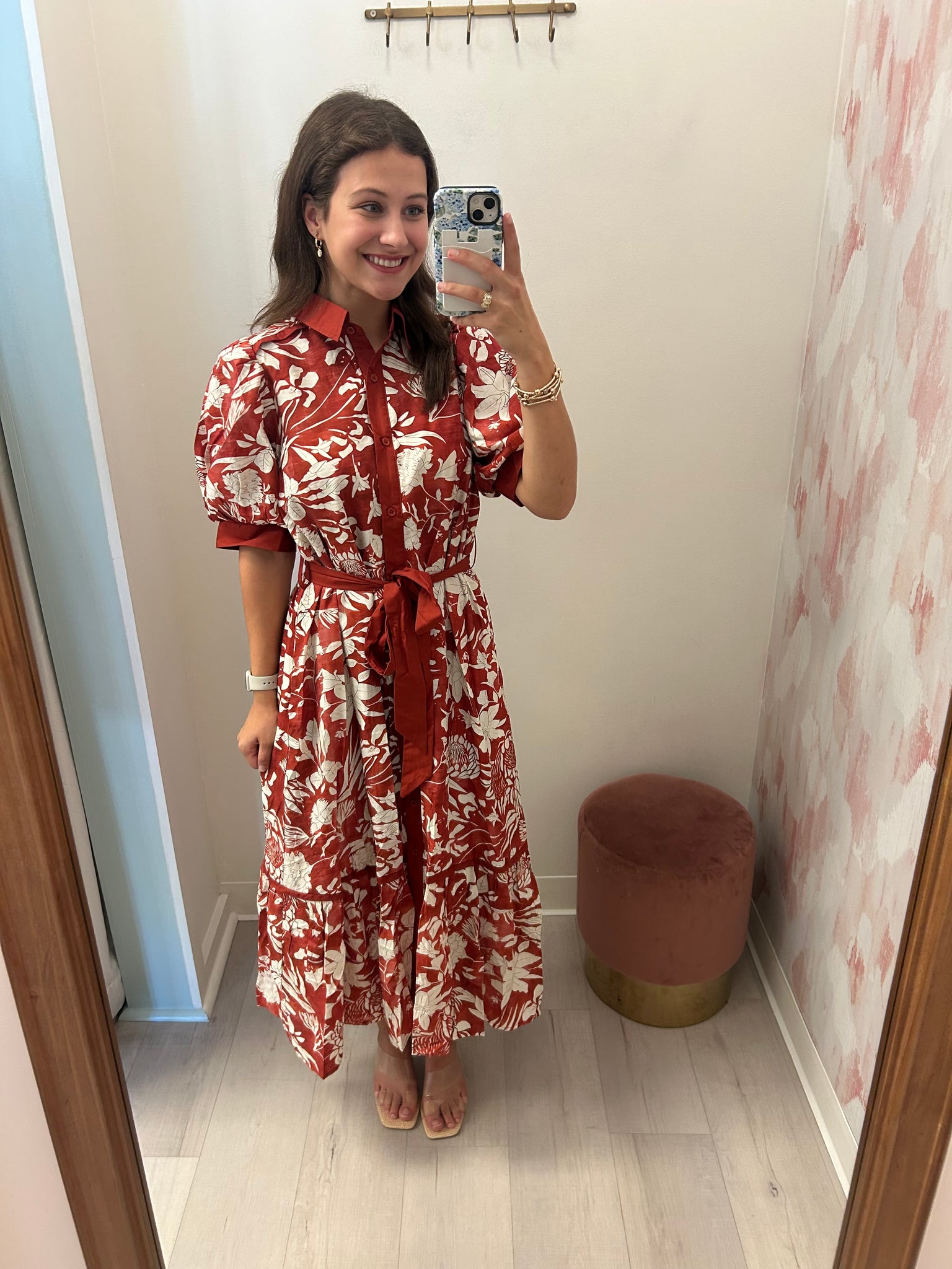 Kristy Floral Tie Waist Maxi Brick