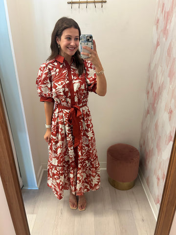 Kristy Floral Tie Waist Maxi Brick