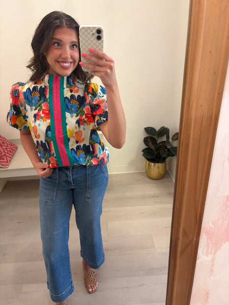 Macie Muti Color Puff Slv Top