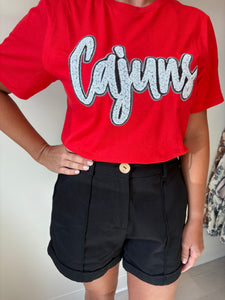 Red Cajuns Sequin Tee