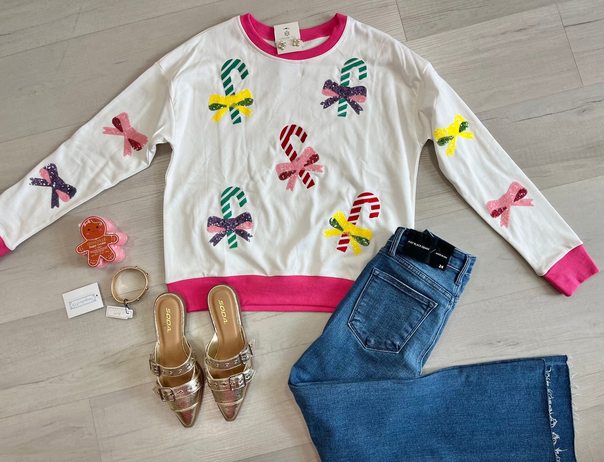 Sequin Candy Cane Sweater