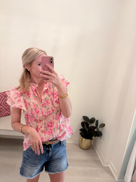 Rosy Flutter Sleeve Top