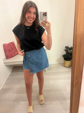 Frankie Cap Sleeve Black Top