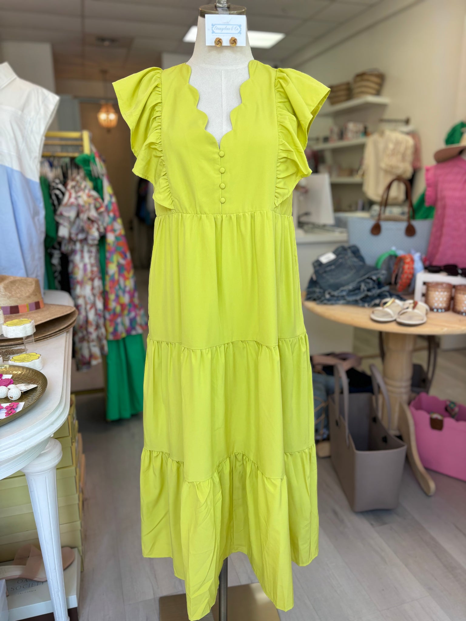 Abby Scalloped NLine -Chartruse