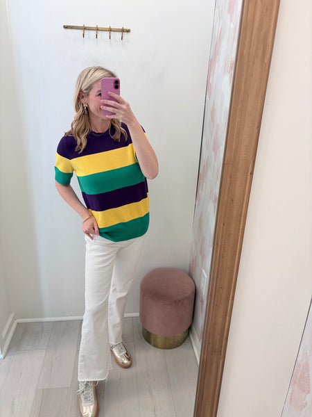 Parade Ready Stripe SS Knit Top