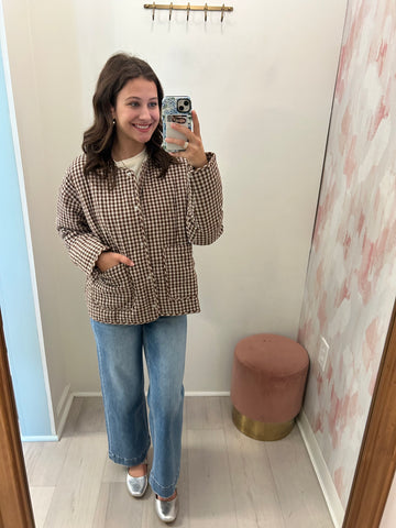 Brown Plaid Puff Jacket