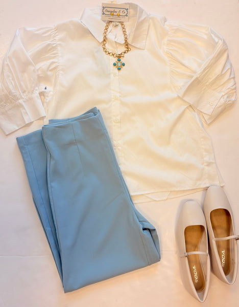 Jaxie Wht Button Up Top