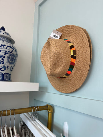 Multi Color Band Beach Hat-Taupe