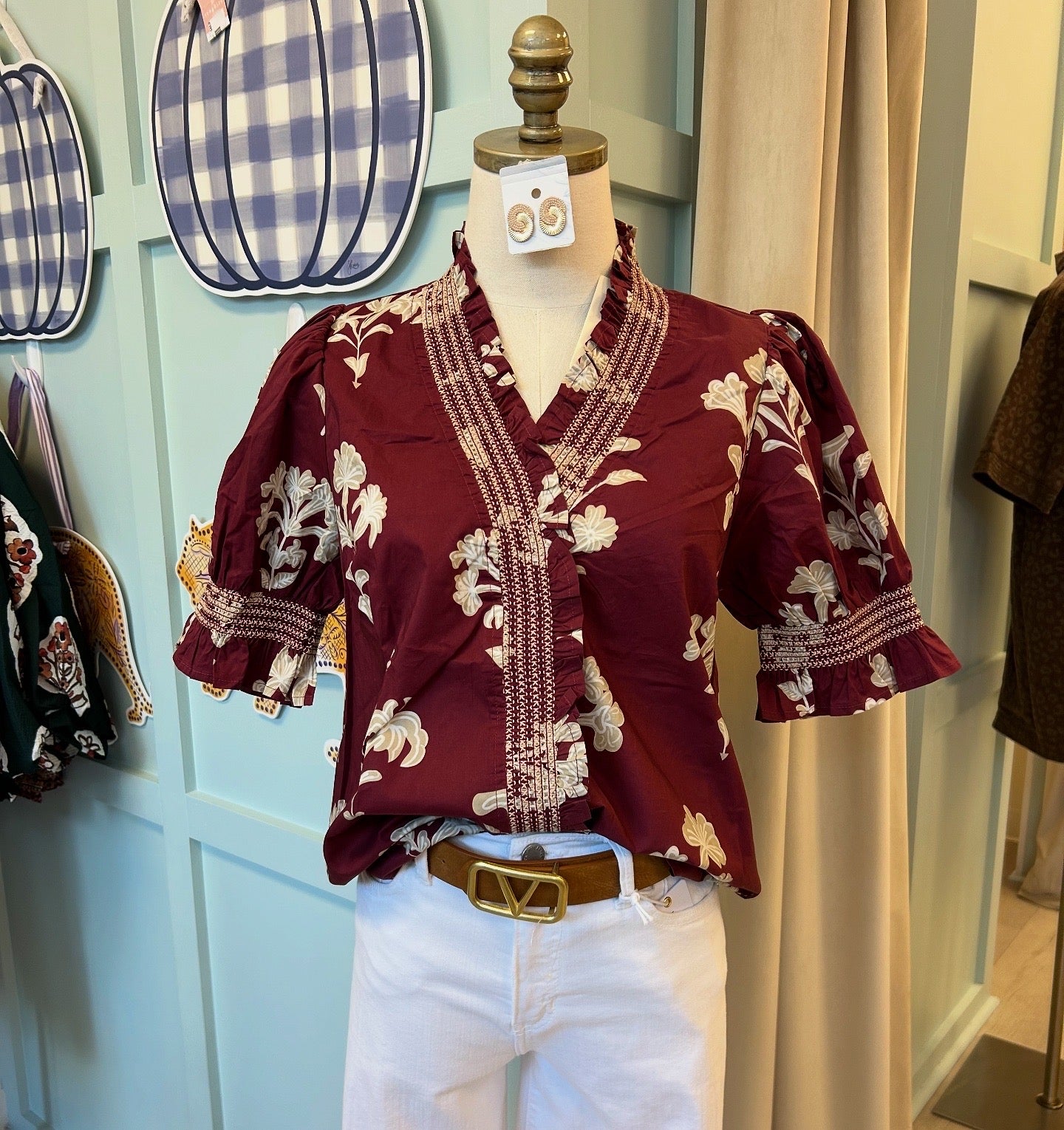 Floral Block Blouse Mauve