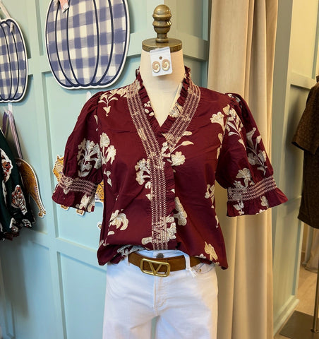 Floral Block Blouse Mauve