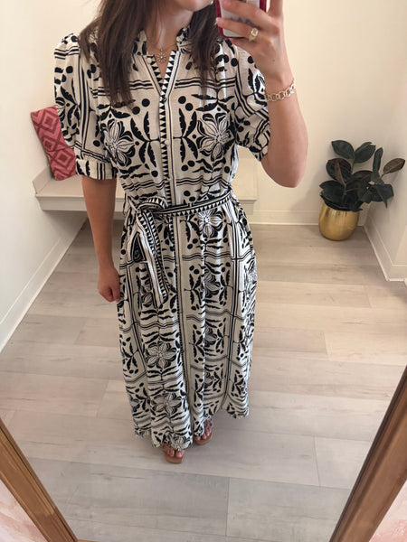 Ruffle Collar Button Up Maxi