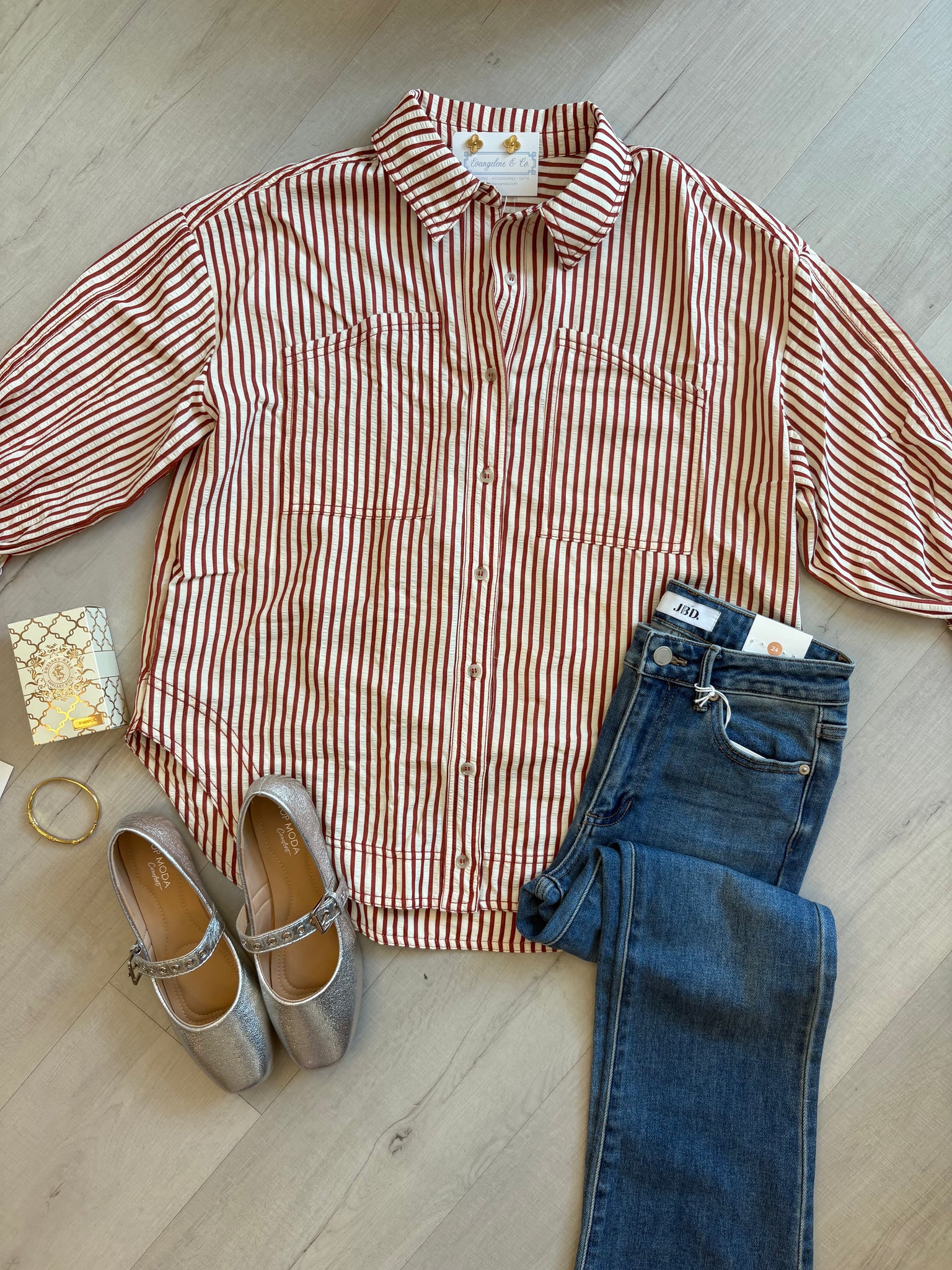 Rust Striped 3/4 Top