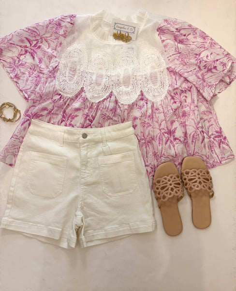 Palm Springs Vibes SS Top Pnk