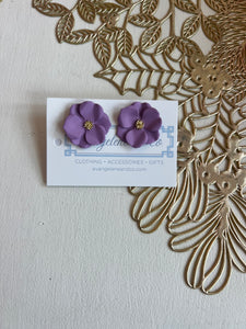 Purple Flower Stud Earring