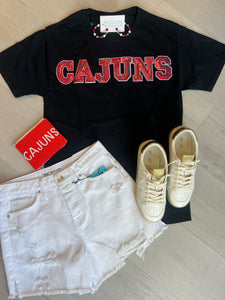 Cajuns Sequin TShirt Black