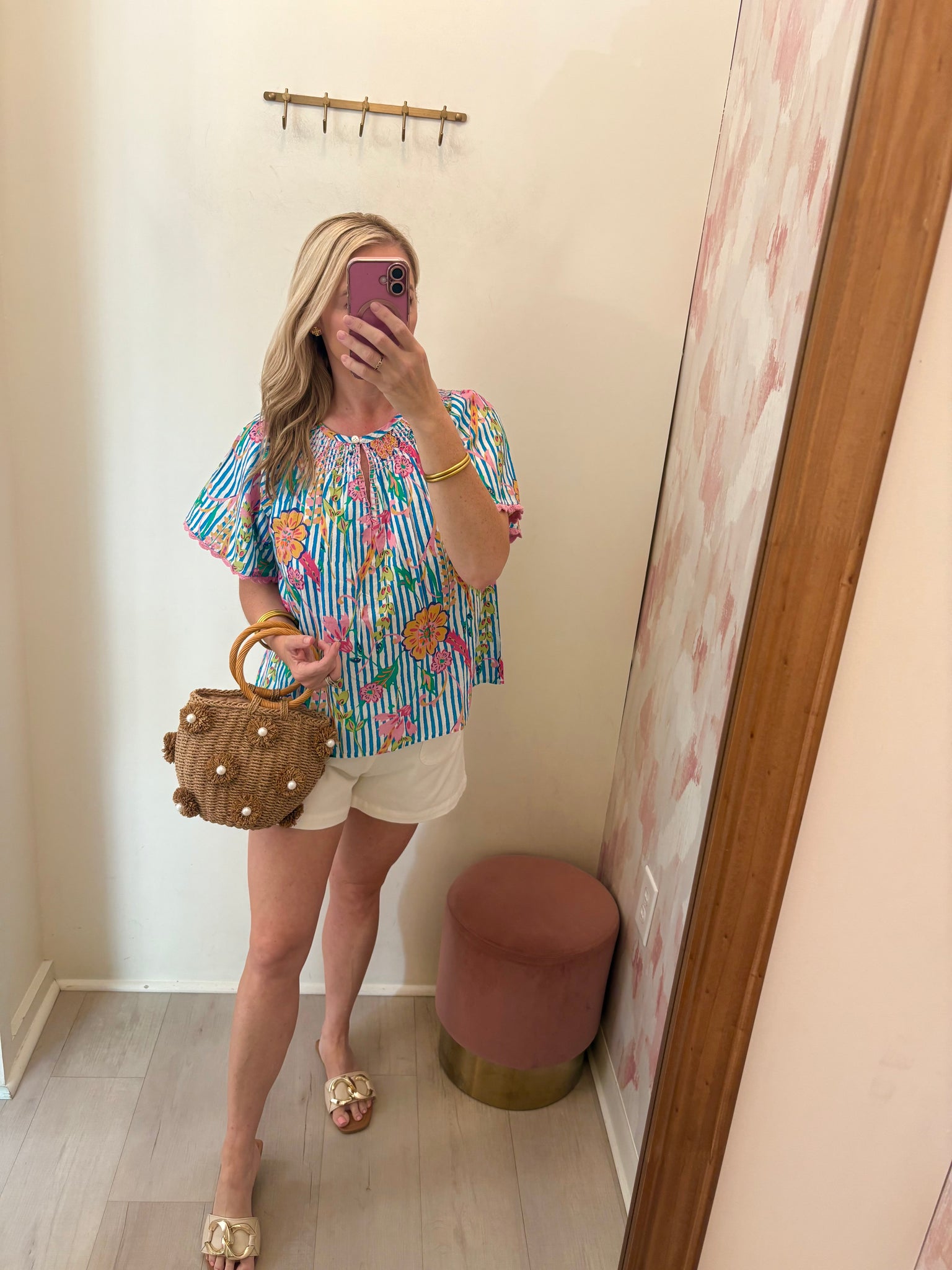 Tropical Floral / Stripe Top