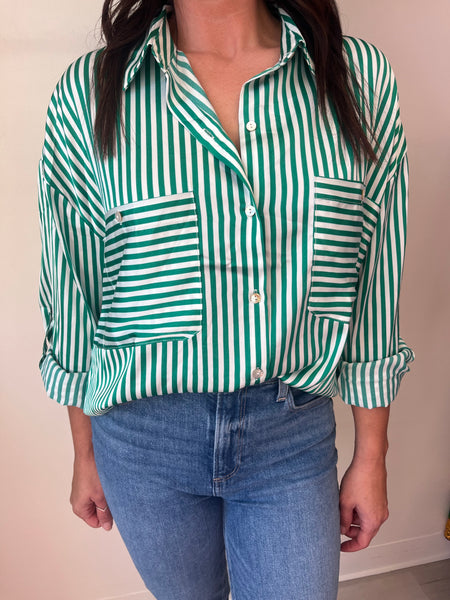 Stripe About It Blouse Green