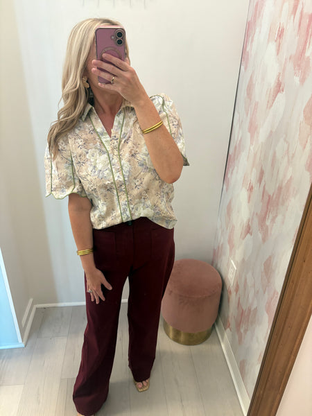 Patch Pocket Pants Burgundy