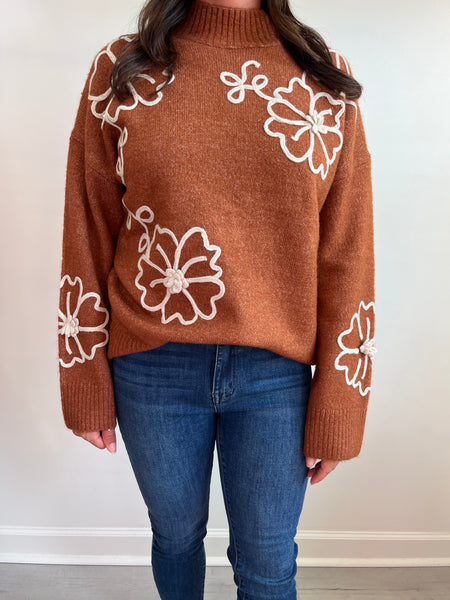 Ginger Floral Crochet Sweater