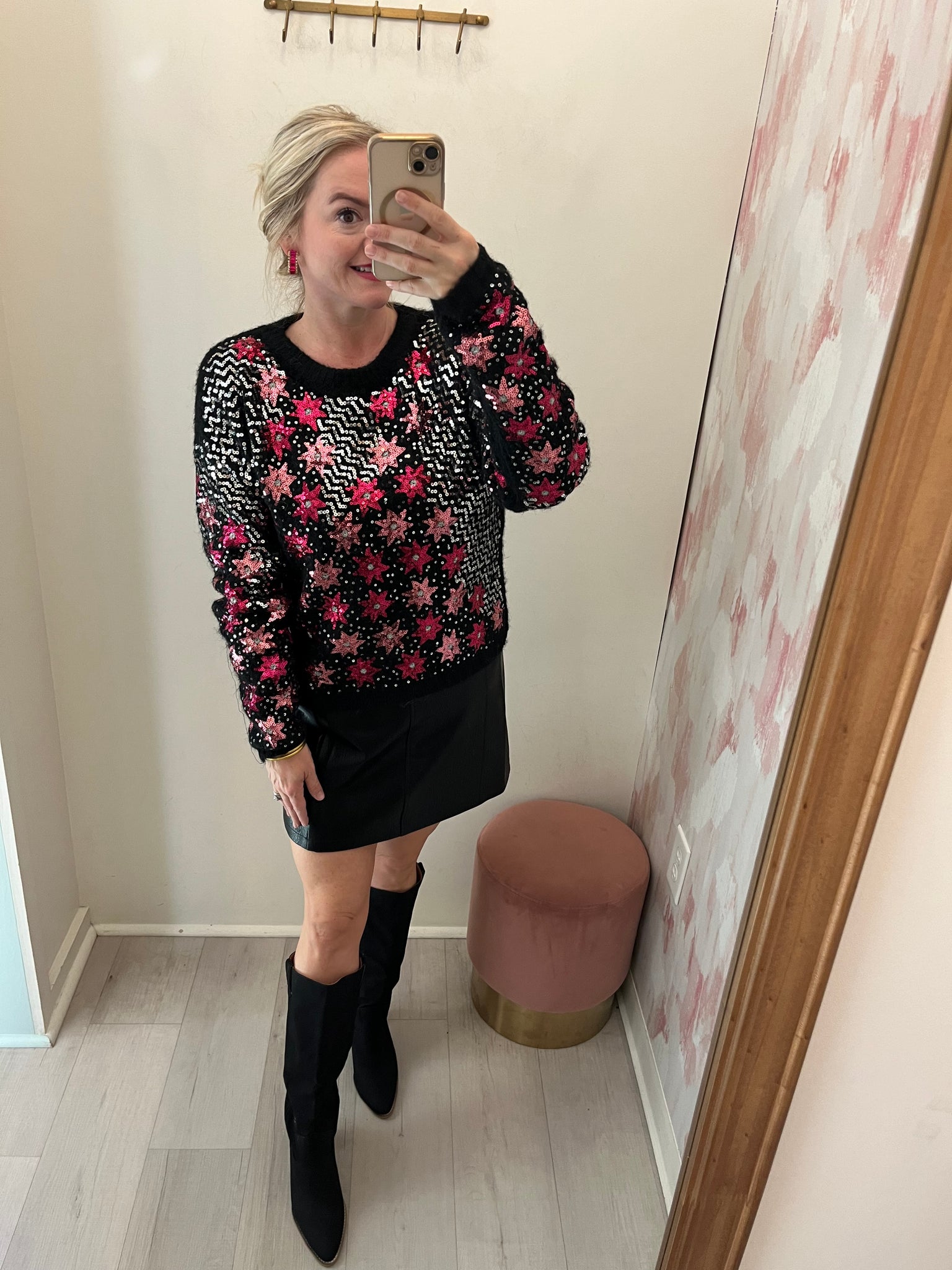 StarBurst Sequin Sweater Blk
