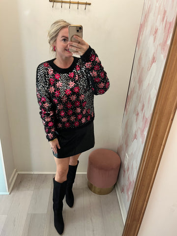 StarBurst Sequin Sweater Blk