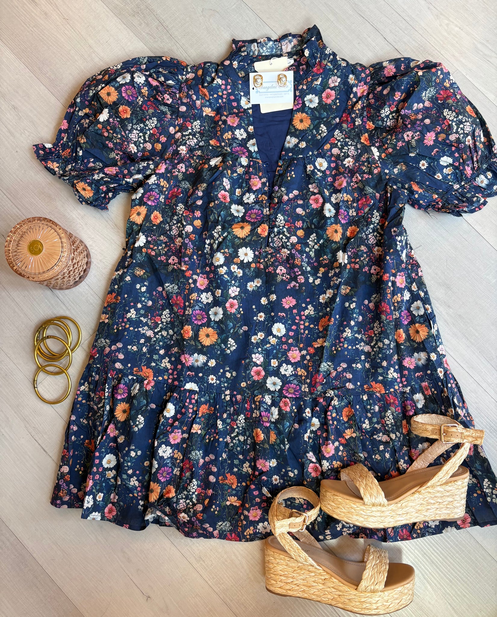Abstract Fall Floral Dress