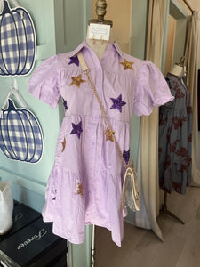 Glitter Star Smock Dress Purple Evangelene and Co. Glitter Star Smock Dress Purple Evangelene and Co.