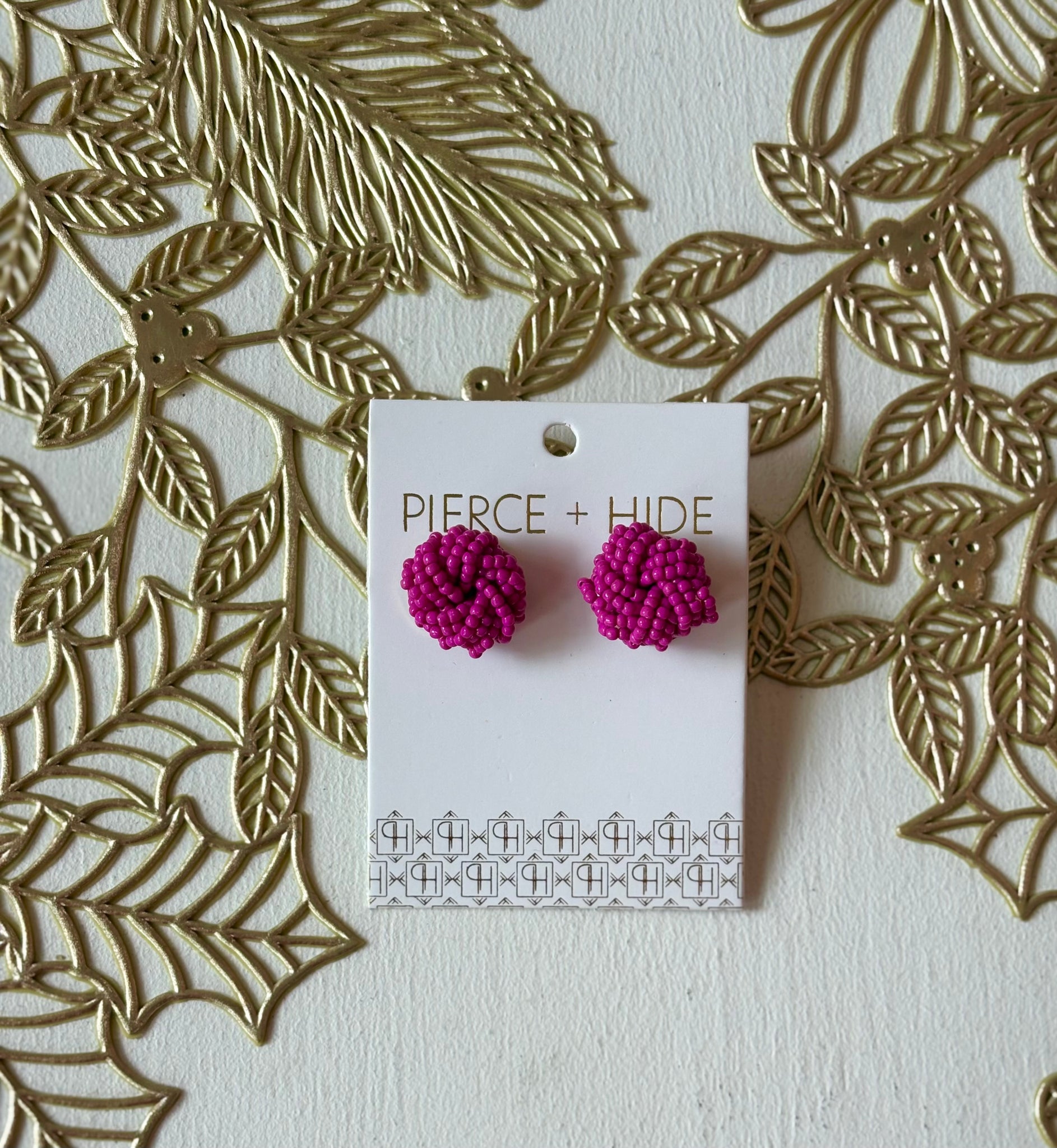 Beaded Knot Earring Pink