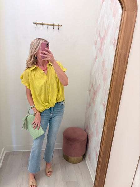 Lime Knot Front Blouse
