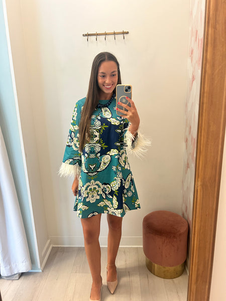 Francine Feather Trim Dress