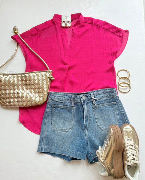 Madie Drop Sholder Blouse Pink