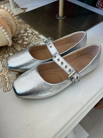 Mary Jane Ballet Flat - Silver