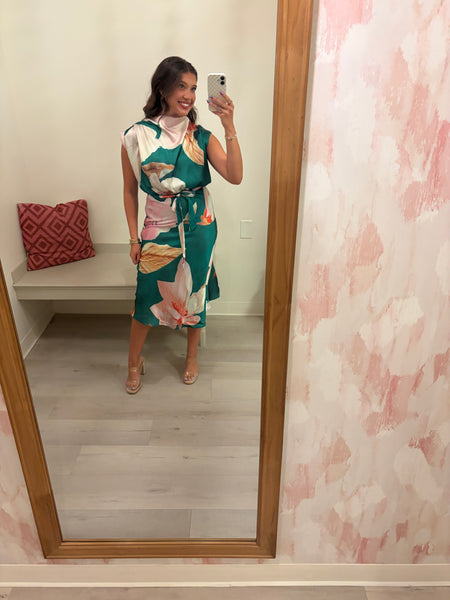 Kerri Cowl Neck Midi Green