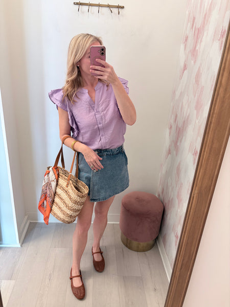 Kate Soft Lilac Flutter Blouse