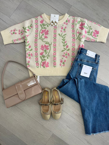 Jolie Floral SS Sweater