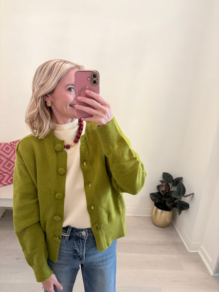 Kristin Button Up Cardigan Olive